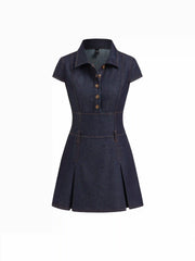 Denim Collar Button Mini Dress