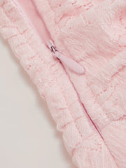 Lace V-neck Pointelle Bell Sleeve Crop Top With Ruched Mini Skirt Set