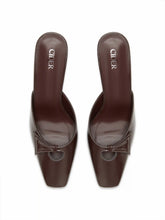 SQUARE TOE BOWKNOT MULE HEELS