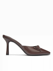 SQUARE TOE BOWKNOT MULE HEELS