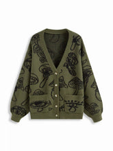 Knit V-neck Mushroom Graphic Cardigan