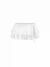 Lace Low Rise Tie Side Layered See-through Micro Mini Skirt
