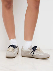 DOUBLE LACE-UP & EYE EMBROIDERED SNEAKERS