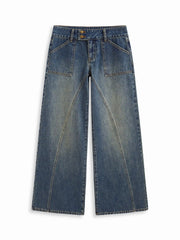 Cider Denim Low Rise Wide Leg Jeans