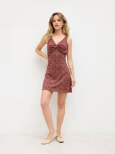 Knit V-neck Floral Twist Mini Dress