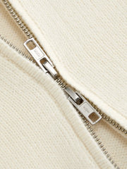 Knit Hooded Long Sleeve Contrasting Binding Zip Through Cardigan