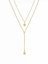 STAR & WATER DROP LAYERED PENDANT NECKLACE