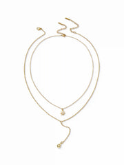 STAR & WATER DROP LAYERED PENDANT NECKLACE