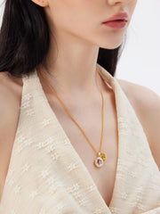 FLOWER & HEART PENDANT NECKLACE