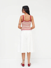 Scallop Trim Crochet Striped Knit Cami Tank Top