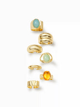 7PCS OVAL RESIN & HEART RING SET