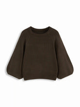 Knit Round Neck Lantern Sleeve Oversized Sweater