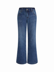Cider Denim Low Rise Washed Straight Leg Jeans