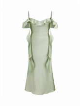 Two Way Satin V-neck Backless Ruffle Hem Maxi Dress Curve & Plus