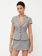 Linen-blend Collar Short Sleeve Blazer