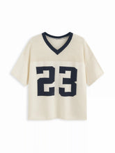 Knit V-neck 23 Hollow Out Short Sleeve Oversized Top Curve & Plus