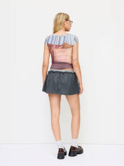 Cotton-blend Boat Neck Hedgehog Graphic Ruched Short Sleeve Tee
