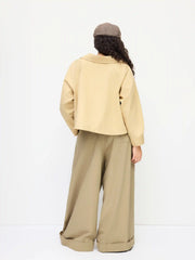 Cotton Collar Drawstring Ruched Shacket Curve & Plus