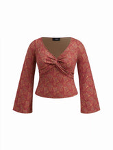 V-neck Floral Twist Long Sleeve Top Curve & Plus