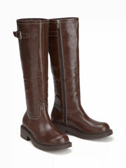 BUCKLE CHUNKY HEELED KNEE HIGH BOOTS