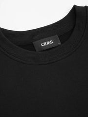 Cotton-blend Cat Graphic Round Neckline Long Sleeve Oversized Sweatshirt