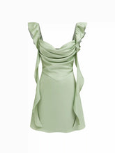Satin Sweetheart Neck Ruffle Hem Backless Mini Dress