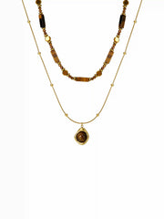 GEMSTONE & BEADED LAYERED NECKLACE