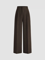 Mid Rise Pleated Wide Leg Trousers