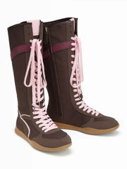 TWO-TONE LACE-UP BOXING BOOTS