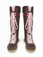 TWO-TONE LACE-UP BOXING BOOTS