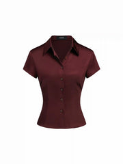 Satin Collar Short Sleeve Shirt