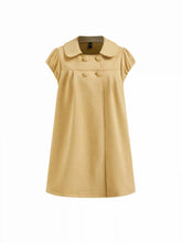 Suede Collar Puff Short Sleeve Button Mini Dress
