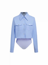 Cotton Collar Long Sleeve Button Shirt Bodysuit