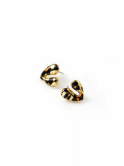 LEOPARD PRINT HEART STUD EARRINGS