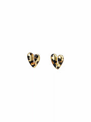 LEOPARD PRINT HEART STUD EARRINGS