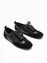 LACE-UP FAUX SUEDE & FAUX LEATHER SNEAKERS