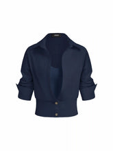 Cotton Collar Mid-length Sleeve Shirt with Cami Top