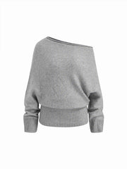 Knit Wool-blend Asymmetrical Neck Long Sleeve Sweater & Low Rise Shorts Set