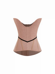 Lace Asymmetrical Hem Tummy Control Corset Shapewear