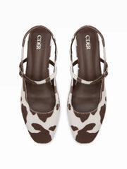 COWHIDE PRINT SLINGBACK MARY JANE FLATS