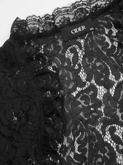Lace Cotton-blend Bell Sleeve Oversized Crop Blouse Curve & Plus