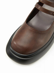 CHUNKY HEELED DOUBLE BUCKLE LOAFERS