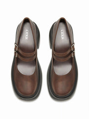 CHUNKY HEELED DOUBLE BUCKLE LOAFERS