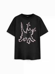 Cotton-blend Cat Oversized Short Sleeve Tee