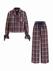 Cotton Bowknot Graphic Knotted Oversized Top & Mid Rise Straight Leg Trousers Loungewear Set