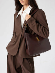 PUSH-LOCK DECOR FAUX LEATHER TOTE BAG