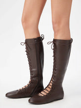 LACE-UP KNEE HIGH BOOTS