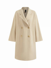 Double-Faced Wool-Blend Notched Collar Double Breasted Oversized Coat