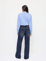 Cotton Collar Long Sleeve Button Shirt Bodysuit