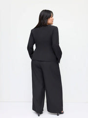 V-neck Asymmetrical Button Long Sleeve Blazer Curve & Plus
